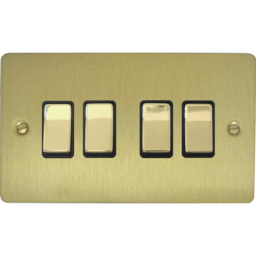 flat satin brass switch (4 gang) front fc0825