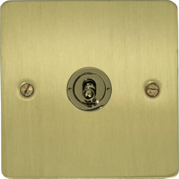 flat satin brass toggle switch (1 gang) front fc0825