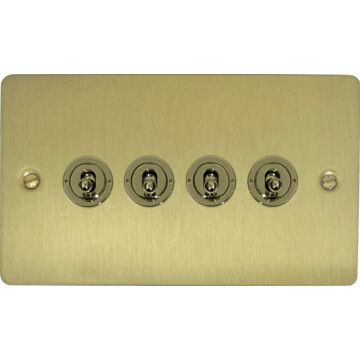 flat satin brass toggle switch (4 gang) front fc0825