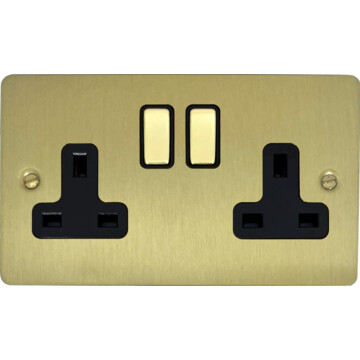 flat satin brass socket (2 gang) front fc0825