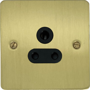 flat satin brass 5 amp 3 pin socket front fc0825