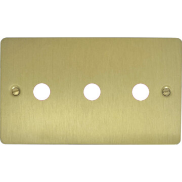 flat satin brass toggle grid plate (3 gang) front fc0825