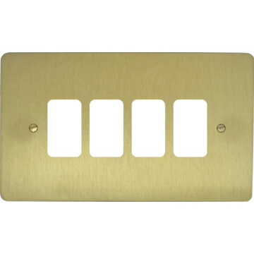 flat satin brass grid plate (4 gang) front fc0825