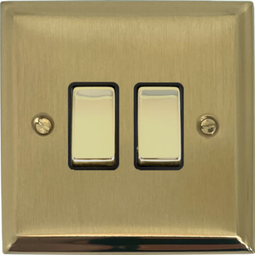 deco satin brass light switch (2 gang/brass switches) front fc0825