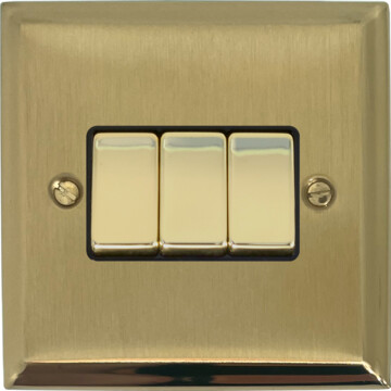 deco satin brass light switch (3 gang/brass switches) front fc0825