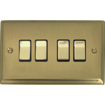 deco satin brass light switch (4 gang/brass switches) front fc0825