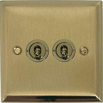 deco satin brass toggle switch (2 gang) front fc0825