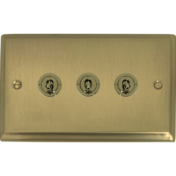 deco satin brass toggle switch (3 gang) front fc0825