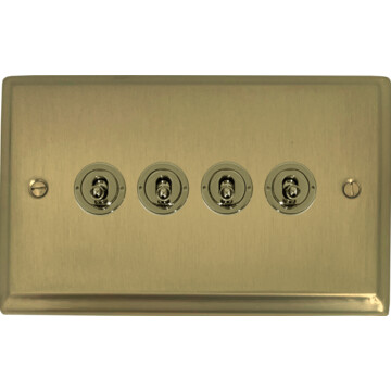 deco satin brass toggle switch (4 gang) front fc0825