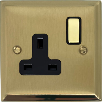 deco satin brass single socket (brass switch) front fc0825