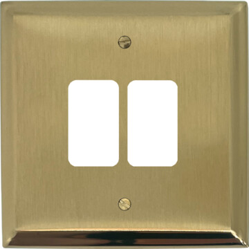 deco satin brass grid plate (2 gang) front fc0825