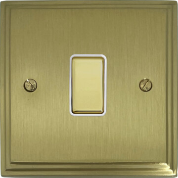 victorian cast satin brass light switch (1 gang/brass switch/white inserts) front fc0825