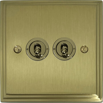 victorian cast satin brass toggle plate (2 gang) front fc0825