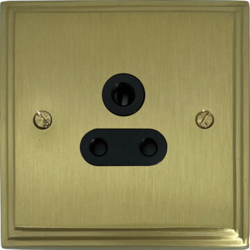 victorian cast satin brass 5a 3 pin socket (black insert) front fc0825