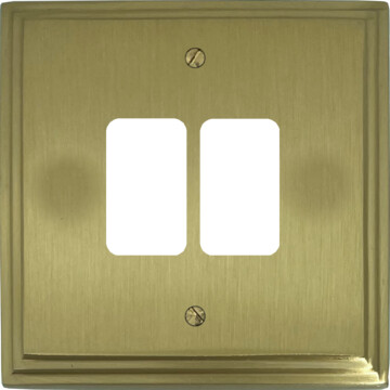 victorian cast satin brass grid switch (2 gang) front fc0825