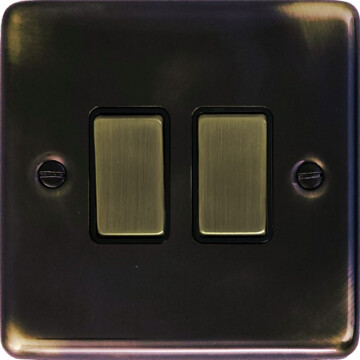 contour aged brass switch (2 gang/metal switches) front fc0825