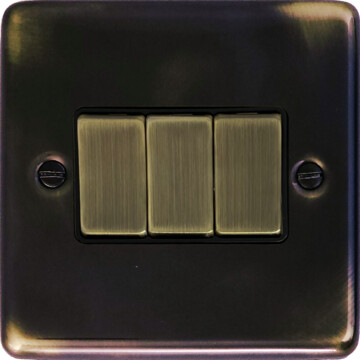 contour aged brass switch (3 gang/metal switches) front fc0825