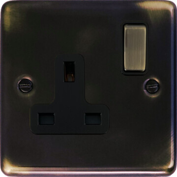 contour aged brass single socket (metal switch) front fc0825