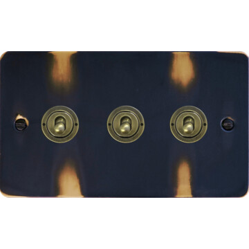 flat aged brass toggle switch (3 gang/antique brass toggle) front fc0825