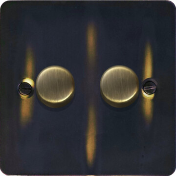 flat aged brass led dimmer (2 gang) front fc0825