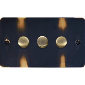 flat aged brass led dimmer (3 gang) front fc0825