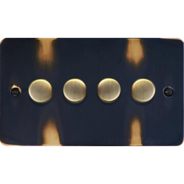 flat aged brass led dimmer (4 gang) front fc0825