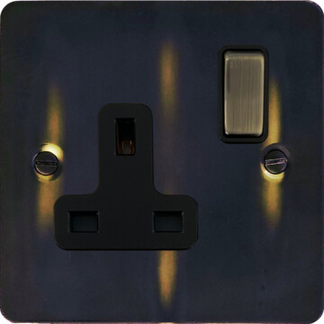 flat aged brass single socket (antique brass switch) front fc0825