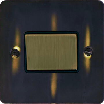 flat aged brass fan isolator switch (black insert/antique brass switch) front fc0825