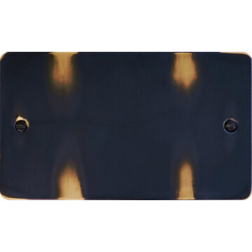 flat aged brass double blank plate front fc0825