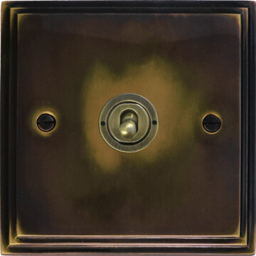 victorian cast aged brass toggle plate (1 gang/antique brass toggle) front fc0825