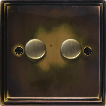 victorian cast aged brass led dimmer (2 gang) front fc0825