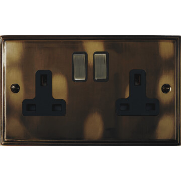 victorian cast aged brass double socket front fc0825