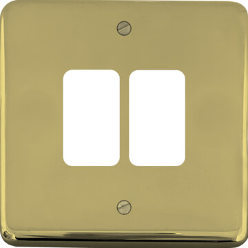 contour polished brass hand waxed grid plate (2 gang) front fc0825