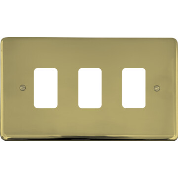 contour polished brass hand waxed grid plate (3 gang) front fc0825