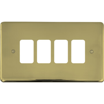 contour polished brass hand waxed grid plate (4 gang) front fc0825