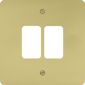flat polished brass hand waxed grid plate (2 gang) front fc0825