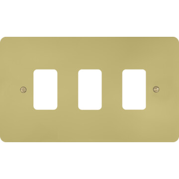 flat polished brass hand waxed grid plate (3 gang) front fc0825