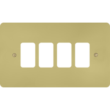 flat polished brass hand waxed grid plate (4 gang) front fc0825