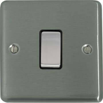 contour stainless steel light switch (1 gang/black insert/satin chrome switch) front fc0825
