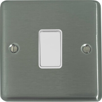 contour stainless steel light switch (1 gang/white switch) front fc0825