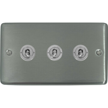 contour stainless steel toggle switch (3 gang/brushed steel toggle) front fc0825