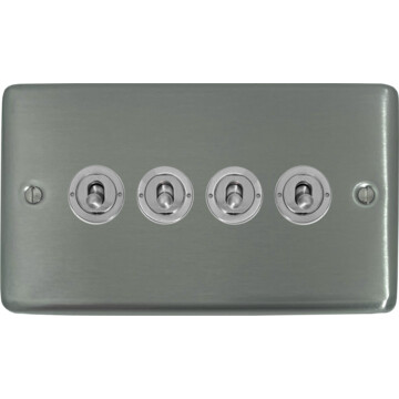 contour stainless steel toggle switch (4 gang/brushed steel toggle) front fc0825