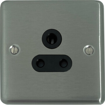 contour stainless steel 5a 3 pin socket (black insert) front fc0825