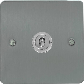 flat brushed steel toggle switch (1 gang) front fc0825