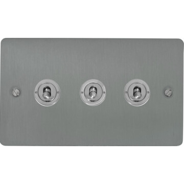 flat brushed steel toggle switch (3 gang) front fc0825