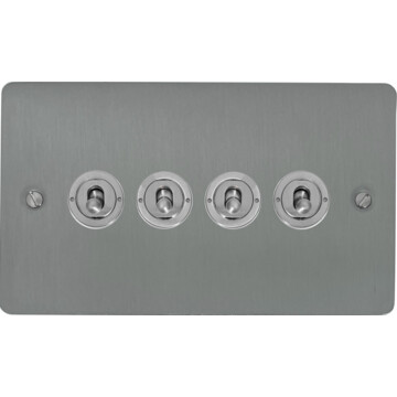 flat brushed steel toggle switch (4 gang) front fc0825