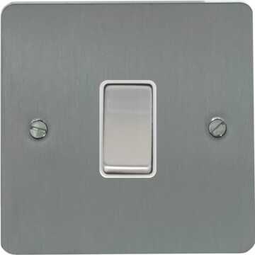 flat brushed steel intermediate switch (white insert/satin chrome switch) front fc0825
