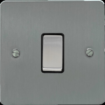 Flat Brushed Steel Intermediate Switch (Black Insert/Satin Chrome Switch)