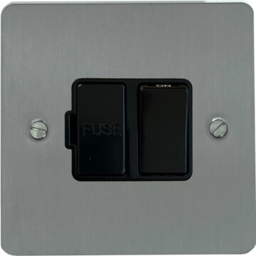 flat brushed steel switched fused spur (black switch) front fc0825