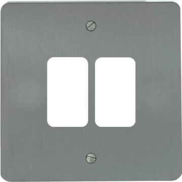 flat brushed steel grid plate (2 gang) front fc0825